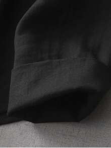 LUCIDVUE 1pc Women Chinese Style Mandarin Collar Long Sleeve Loose Blouse, Vintage Inspired Casual Spring/Summer Top - Black - View 10