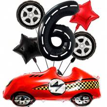 Race Car Party Decorations - 1-9 Number Balloons, Large Red Racing Car Balloons, Tire Shaped Balloons, For Race Car Themed Birthday Party Supplies - Multicolor - View 18