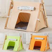 1 Set Of Portable Pet Tent, Four Season Universal Closed Cat Nest, Small Pet Conical Tent, Cute Cat Cave Cat Bed, Easy To Install, Easy To Clean, Suitable For Indoor And Outdoor Use - 橘色 - 查看 6