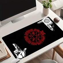 恐怖哥特暗黑风格鼠标垫，Hellsing 图案，黑色桌面垫，办公桌配件，缝边防滑，橡胶底座，尺寸 35.4x15.7 英寸，适合办公室使用，可作为礼物送给男友/女友，返校季游戏鼠标垫，桌面配件，办公用品，办公桌配件，桌面鼠标垫 - 彩色 - 查看 10