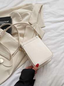 Brown Rectangular Crossbody Bag Wallet For Women - Beige - View 7