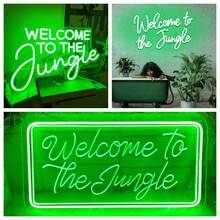 Bienvenue dans la jungle Enseignes au néon LED Lumières néon vertes pour la décoration murale Enseigne lumineuse USB pour jardin, maison, porche, magasin, Noël, salon, bar, Décoration, Grande enseigne au néon LED - Bienvenue dans la jungle - Voir 1