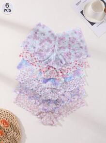 6 PCS Women's Sexy Lace Boxer Shorts Panties Mid Waist Seamless Briefs Tummy Control &Butt Lifter Stretch Underwear Color Printing Lingerie