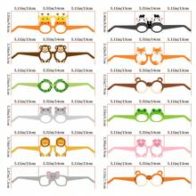 1-12pcs Cartoon Animal Theme Paper Party Prop Glasses, Cute Color Party Photo Prop Glasses, Party Accessories Perfect Decoration Jungle Animal Theme Birthday Party(Each Eyeglass Leg Color Is Random)