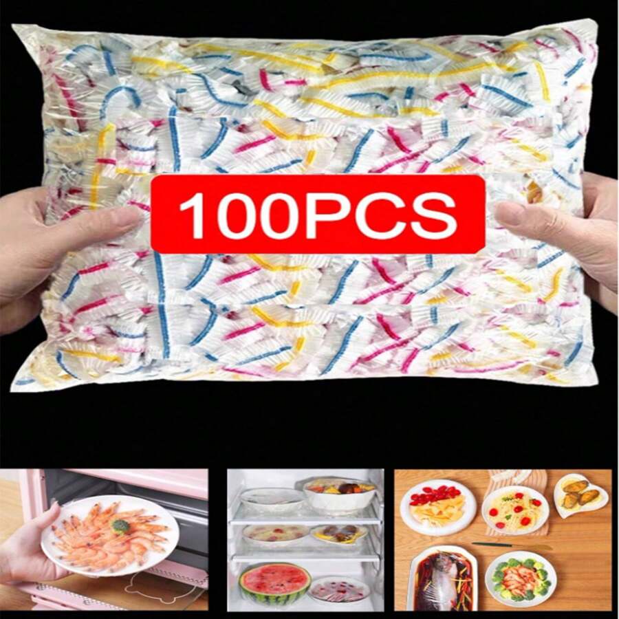 20/100/200/300/400/500pcs Set Plastic Wrap Film Bags, For Bowl Covers, Leftover Food Covers, Kitchen Essentials, Keep Food Fresh, Kitchen Supplies, Maintain Food Freshness And (Color/White)