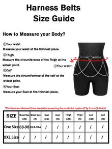 1pc Women's Gothic Style Adjustable Triple Chain Waist Belt, Suitable For Daily Wear - Black - View 7