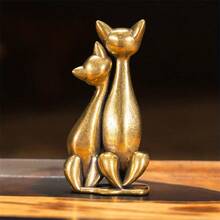 1 pièce Ornement de couple de chats vintage en laiton, sculpture artistique, chats enlacés amoureux. Idéal comme œuvre d'art pour la maison, le bureau ou le café. Parfait pour une étagère, un salon ou un bureau. Rat en laiton pour la bonne chance et la prospérité, un charme pour la maison, la voiture et la décoration de bureau - Multicolore - Voir 7