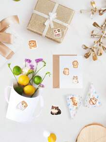 500/1000pcs/Roll Cute Cat Self-Adhesive Label Stickers, Gift Bag Sealing Stickers, Baking Packaging Stickers, Personalized Decoration Stickers, Suitable For Gift Bag Sealing, Wedding Invitation Sealing, Computer, Notebook, Book Decoration