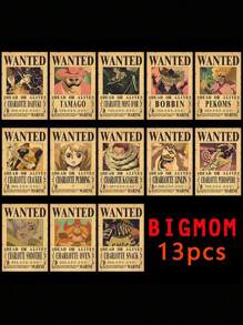 ONE PIECE 5-13 piezas Sombrero de paja, equipo de piratas, paquete de 5 carteros, pintura vintage, tamaño de pared de sala de estar de 28.5*19.5cm, regalos de regreso a la escuela