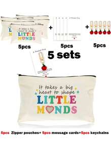 1 PEÇA/5 PEÇAS/10 PEÇAS Organizador de Maquiagem com Tema de Professor de Carta do Arco-Íris, Estilo Y2K Impressão de Letra do Arco-Íris Letra Colorida Design Engraçado Necessaire Portátil para Viagem, Bolsa de Maquiagem, Organizador de Maquiagem, Armazenamento de Maquiagem, Bolsa de Cosméticos, Bolsa de Higiene, Capacidade Grande, para Férias, Praia, Banheiro, Coleção de Quarto