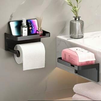 1 قطعة صندوق مناديل للمطبخ/الحمام، حامل مناديل ورقية ورف منظم، رف تخزين متعدد الاستخدامات، اكسسوارات للحمام/المرحاض، لوازم الحمام في الفندق (مناسب للعناصر أقل من 2 كجم فقط)