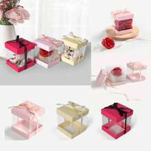 5/10Pcs Mini Clear Favor Boxes, With Ribbons, Clear Gift Boxes Macrame Boxes For Wedding Party Favor Boxes, Christmas,Birthday