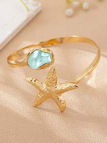 1 件女士时尚新款海星手镯开口巴洛克珍珠风格手链，适合海滩、派对、婚礼、节日、音乐节、礼物 - 手臂環 - 查看 3