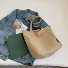 Women's Canvas Tote Bag 2025 New Style, Suitable For College Students To Carry Books To Class, Also Great For Commuting And Casual Use. It's A Spacious Shoulder Bag.