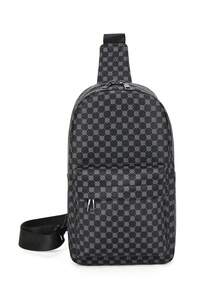 Mini Printed Artificial Leather Cross Body Chest Bag For Men And Women - Black - View 3