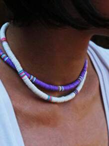 Colier colorat din argilă polimerică, colier cu pandantiv din lut moale, în stil european și american de vară, potrivit pentru activități în aer liber