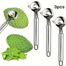 3/1 件装仙人掌削皮器套装 - 不锈钢水果蔬菜削皮器、勺子瓜球器和去籽器 - 适用于家庭和餐厅的易于使用的厨房小工具 - 彩色 - 查看 15