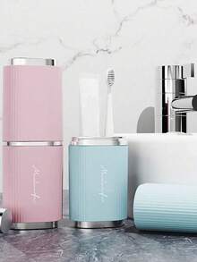 二合一旅行洗漱杯，带盖旅行漱口杯，牙刷杯，牙科储水罐，牙科收纳套装，便携式旅行牙刷收纳盒，牙刷架盒，漱口杯，多功能旅行牙刷收纳盒，漱口水牙刷架收纳盒，牙膏盒，便捷旅行必备品