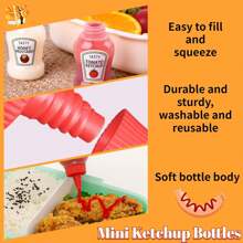 Mini Tomato Sauce Bottle, 25ml Capacity, Refillable Portable Condiment Squeeze Dispenser For Salad Dressing, Ketchup, Mayonnaise, Soy Sauce, Peanut Butter, Syrup, Suitable For Home Kitchen, Office, Cafeteria, Outdoor Picnic, Back To School, Baking (Various Combo Packs Available)