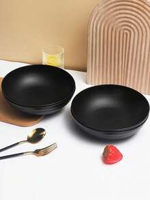 2/4/6件塑料拉面大碗，不易破碎大碗，适用于面条汤、米汤、水果沙拉、家庭厨房、餐厅、露营、野餐、自助服务、学校用品 - 黑色 - 查看 5