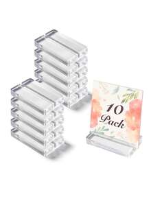 1 件/3 件/5 件/10 件亚克力卡片架 - 5 厘米透明桌面标牌架，用于展示婚礼商务徽标、菜单、名称、会议、照片的亚克力支架 - 白色 - 查看 2