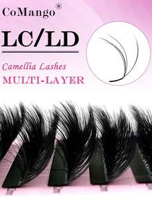 CoMango 12Rows 3D Fluffy Double Layer Camellia Eyelash Extension 0.07mm C+LC/D+LD Curl Wispy Natural Soft Multi-Layer False Eyelash Auto-Fan Lash Extensinos - Black - View 6