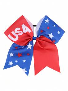 1pc 4th Of July Bow Hair Tie Custom Patriotic Cheer Bows For Girls USA Bow, American Flag Hairband, Stars And Stripes Bow,Personalized Celebration Hair Band Polyester Grosgrain Customized Name Hair Ring Girls Festival Hair Accessories - Flag Style Hair Band - View 7