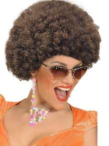Peluca afro esponjosa y vibrante - Peluca de disfraz de payaso colorido para fiestas, fans y eventos temáticos, gorra de malla elástica, fibra de baja temperatura, adecuada para Halloween, cosplay y reuniones festivas, estilo de cabello rizado, accesorios de peluca cómodos