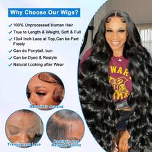 bling hair 13x6 Body Wave Lace Front Wigs Human Hair Pre Plucked HD Transparent Lace Frontal Wigs Human Hair 180% Density Glueless 13x6 Body Wave Human Wigs With Baby Hair For Women - Natural Black - View 9