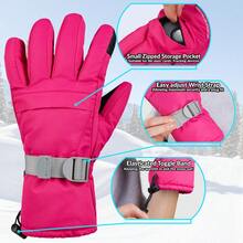 City Comfort Skiing Gloves Fleece Lined Touch Screen With Zip Pocket Waterproof Windproof Snowboarding - Pink - View 4
