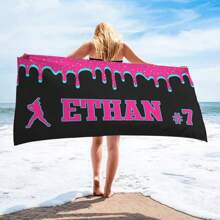 Personalized Ice Cream Drip Baseball Beach Towel For Boys, Drip Beach Towel, Pool Towel, Baseball Softball Team Gift, Youth Baseball Gift Bathroom Decor Summer, Beach Mode On, Multi-Functional, Colorful For Anniversaries, For Valentine's Day, For Mother's Day, For Birthdays, For Father's Day, For Graduation, For Weddings, For Housewarming Travel Essentials Travel Accessories Beach Essentials,Sunny Journey
