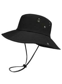 1pc Men/Women Quick Drying Solid Color Fishing Hat, Wide Brim Casual Outdoor Sun Hat, Polyester Material