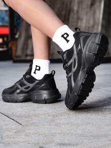 Zapatillas deportivas informales para adolescentes, estudiantes universitarios, zapatos para correr, baloncesto, entrenamiento, senderismo, con suela antideslizante y resistente al desgaste - Negro - Ver 8