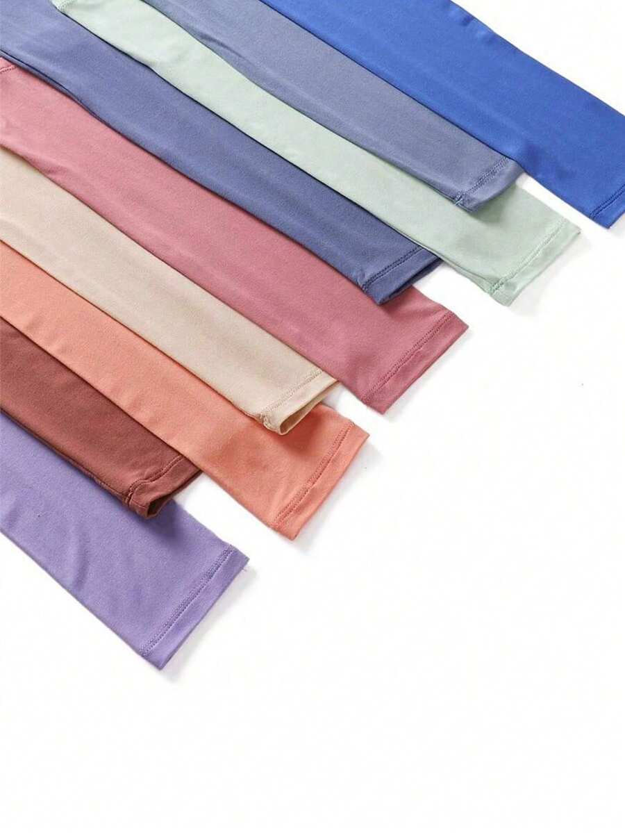 1 paire de nouveaux manchons de protection contre le soleil de couleur unie et fins, à bord régulier et étroit, anti-UV, légers pour le milieu du bras - Multicolore - Voir 1