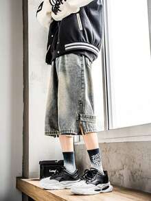 Fashionable Lace-Up Thick Sole Casual Sneakers For Men, Breathable Elevated Retro Chunky Sneakers, Comfortable Running Shoes For Outdoor - Black - View 4