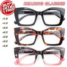 3 chiếc kính đọc sách thời trang cỡ lớn dành cho nữ, bản lề lò xo linh hoạt, vừa vặn thoải mái, gọng và tròng kính PC bền, gọng kính đọc sách tiện dụng và thời trang - Nhiều màu 2 - Xem 3