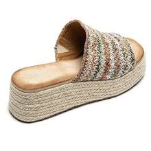 Mules à Plateforme Tressée Avec Semelle Corde Et Motif Tissé Fantaisie - Multicolor - View 4