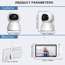 CDYCAM New 5.0 Inch Wireless Video Baby Monitor IPS Screen With Nanny PTZ Camera Two Way Audio VOX Lullaby Camera Wireless Protection Detection Smart Nanny Camera Electronic Baby Mother Kids Two-Way Audio Night Vision Cry Babies Feeding With Temperature Display Screen With Long Battery Life Night Vision USB Charge