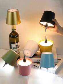 1 pieza Lámpara de botella táctil desmontable negra, lámpara de mesa recargable inalámbrica regulable de 3 colores, lámpara de botella regulable, luz LED inalámbrica a prueba de agua, adecuada para bar, restaurante y cualquier botella, decoración de fiesta, lámpara moderna, ligera, regulable, iluminación portátil