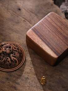 1pc Luxury Vintage Tea Art Zen Style Round Cloud Wood Incense Burner, Walnut Wood Zen Incense Holder With Tray, Suitable For Home Use Or As Gift