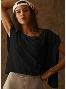 Women Short Sve Workout Shirts Open Back Tops Casual Yoga Y2k Athletic Gym Slouchy Crop Running Tees - Coral - 查看 8