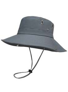 1pc Men/Women Quick Drying Solid Color Fishing Hat, Wide Brim Casual Outdoor Sun Hat, Polyester Material