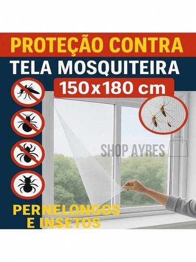 Kit Telas Mosquiteira Auto Colante e Removível para Janela com  150x180 cm Fácil Instalação Rede Mosquiteiro Proteção Eficaz Contra Insetos