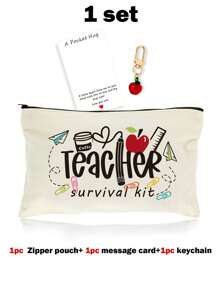 1 PEÇA/5 PEÇAS/10 PEÇAS Organizador de Maquiagem com Tema de Professor de Carta do Arco-Íris, Estilo Y2K Impressão de Letra do Arco-Íris Letra Colorida Design Engraçado Necessaire Portátil para Viagem, Bolsa de Maquiagem, Organizador de Maquiagem, Armazenamento de Maquiagem, Bolsa de Cosméticos, Bolsa de Higiene, Capacidade Grande, para Férias, Praia, Banheiro, Coleção de Quarto