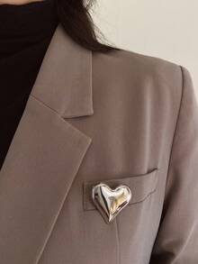 1 件金属心形胸针，简约休闲百搭西装配饰时尚翻领花 - 胸針 - 查看 6