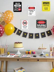 7pcs 50th Fun Birthday Wall Decoration Signs, Happy 50th Birthday Party Warning Signs, Party Sign Party Background Decorations, Birthday Party Photo Props, Outdoor Indoor Home Party Supplies