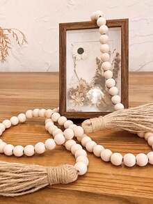 1PC Tassel Wooden Beads Garland DIY Handmade Jewelry Accessories Log Color Wooden Beads Rope String Farmhouse Wooden Beads Hanging Home Decoration Pendant Crafts Ornaments,Home Decor,Kitchen Decor, Decor,Room Decor,Christmas Decor,Party Decor,Decorative Crafts,Desk Ornaments,Table Decorative Ornaments,Party Gift, Decorations,Christmas Decorations, Christmas Gift. - Wood Color - View 7
