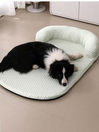 1 pieza Alfombra para mascotas, Almohadilla refrescante y transpirable de verano con almohada, hecha de material de seda de hielo, adecuada para gatos y perros medianos y pequeños.