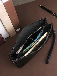 HOVI'S High-End Men's Stylish & Minimalist Slim Bifold Wallet, Large Capacity Portable Wristlet Clutch Purse Essentials Fashion Men's Bags Business - Black - View 6