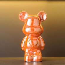 Decoración de oso de cerámica de 28 cm con forma de corazón, figura de oso de peluche de dibujos animados, decoración de alta gama para sala de estar, gabinete, gabinete de TV y ornamento para mostrador de bar - Multicolor - Ver 13